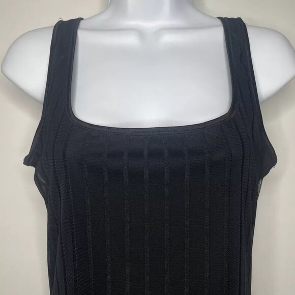 Vintage 90s Explosion Striped Sheer Black Mesh Maxi Column Dress - Picture 2 of 8